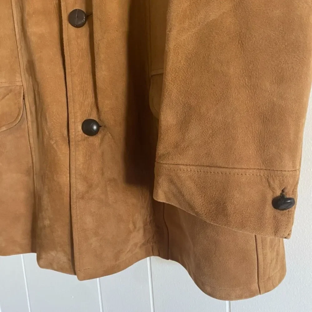 VTG 70s Van Heusen Tan Suede Jacket Coat Removable Fur Size 44